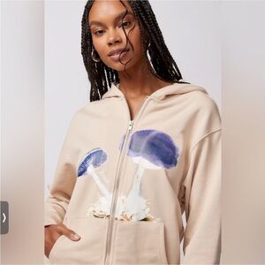 NWOT KROST Mushroom Zip Hoodie Sweatshirt